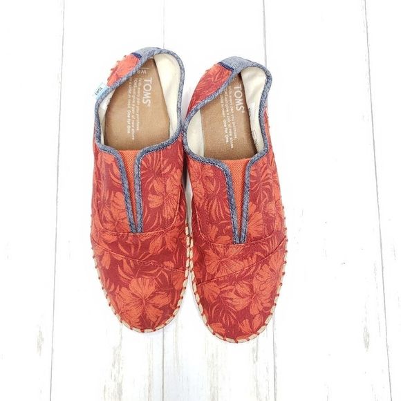 TOMS Palm Frond Printed Espadeille Flats Sz 8 - Picture 3 of 8